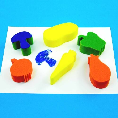 Houbičky na malování - razítka do dlaně - zelenina simple Messy Play